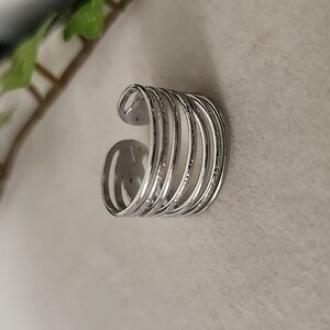 Silver Stainless Steel Multi Layer Adjustable Ring